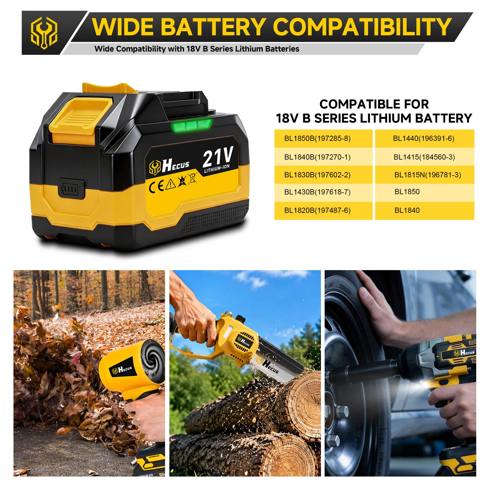 Hecus 4.0AH 4.5AH Lithium Battery Rechargeable Indicator Battery Pack Charger Wrench Saw Power Tool For Makita 18V Battery Pin