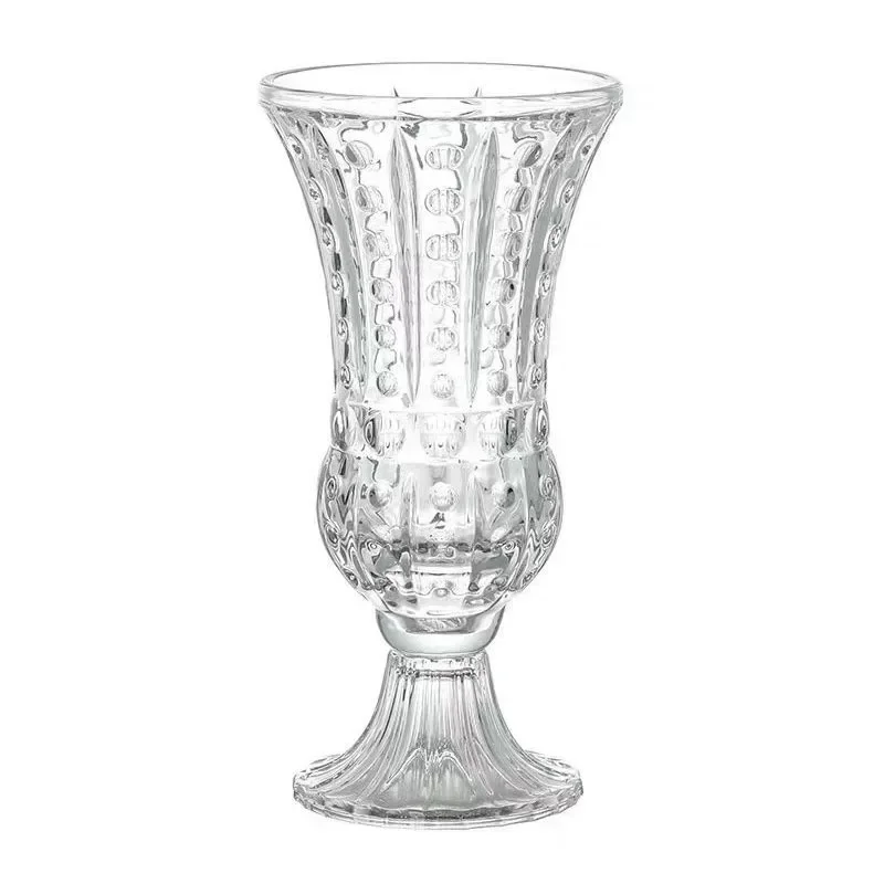 

European light luxury, high-grade transparent tall relief glass vase, flower arrangement