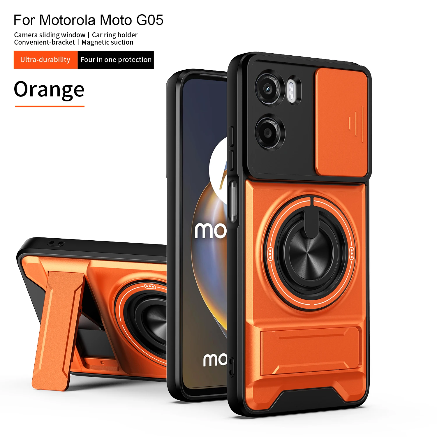 Funda para Motorola G05, funda para Moto E15, funda para teléfono Moto G05 E15, soporte plegable magnético Magsafe, funda protectora para cámara con armadura militar
