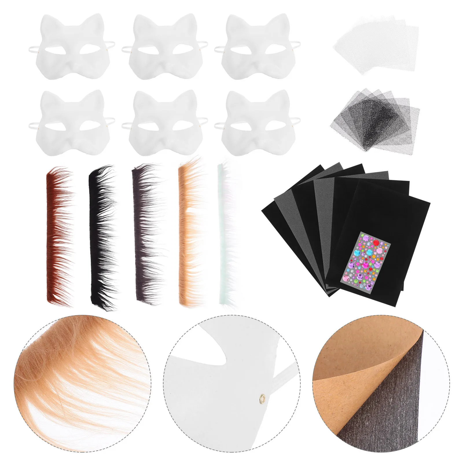 1 ensemble de masques de chat à faire soi-même, masque Animal en papier à peindre pour Cosplay, mascarade, fête, artisanat fait à la main, fourniture d'activités de créativité pour enfants