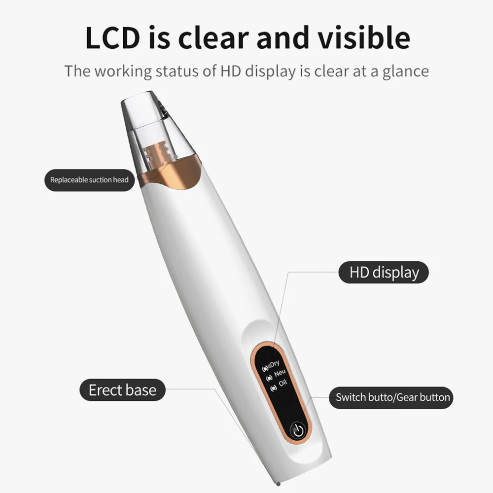 Effective Blackhead Remover Vacuum Suction Pore Cleaner for Acne Removal and Pimple Extraction Professional Facial Cleaning