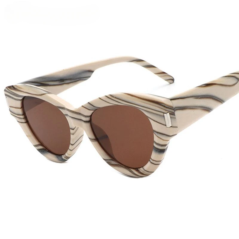 Women Fashion Brand Design Stripe Sunglasses Men Popular Outdoors Shades Eyewear Lady Colorful Cat Eye Sunshade Mirror