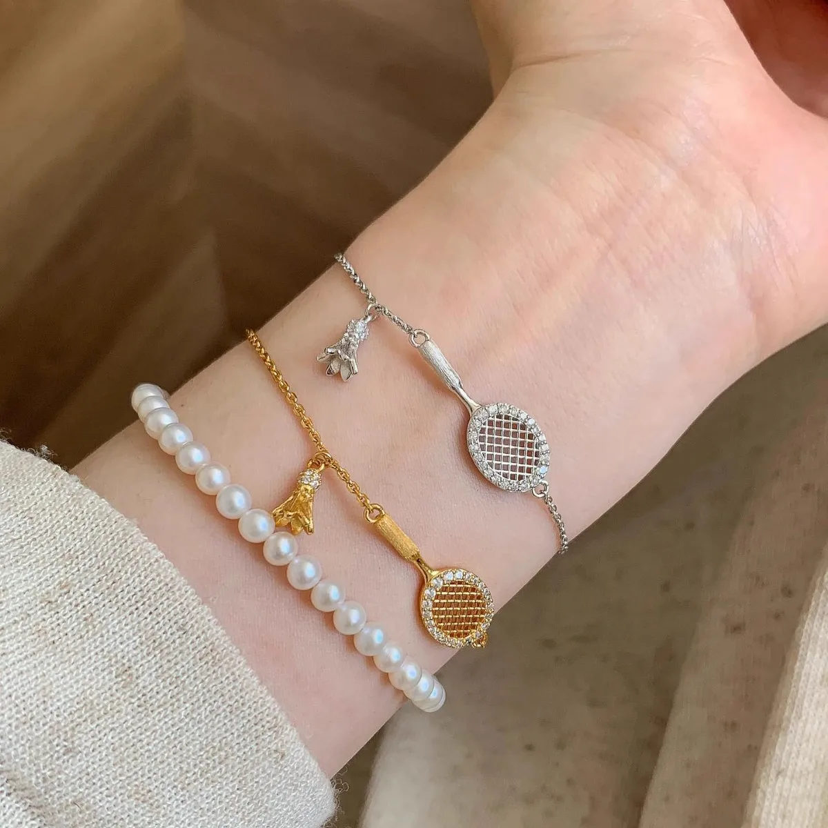 Light luxury inlay diamonds badminton racket necklaces earrings for women bracelet elegant classic charms party jewelry sets