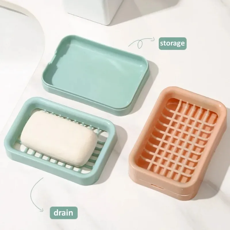 Portable Soap Holder Double-layer Plastic Shower Soap Dishes Non-slip Draining Tools Drainage Soap Box Bath Bathroom Accessories