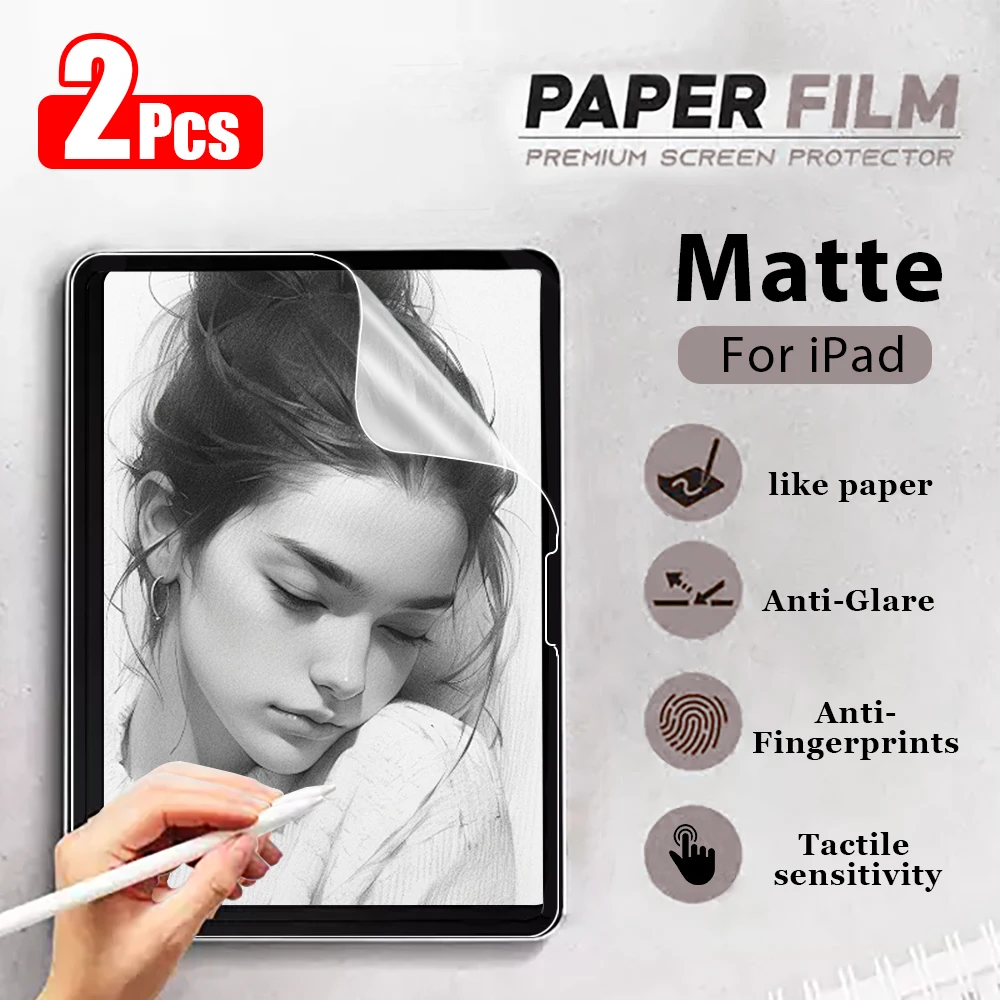 Paper Film For Ipad Pro 13 11 M4 12.9 Air 5 4 3 2 Screen Protector For Ipad 10 9 10th 9th 8 8th 6th Generation Mini 6 2024 Matte