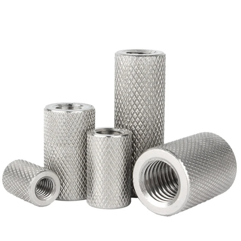 Knurled Round Coupling Nut M2M2.5M3M4M5M6M8M10M12M14M16 304 Stainless Steel Extended Cylindrical Flat Head Hand Twisted Mesh Nut