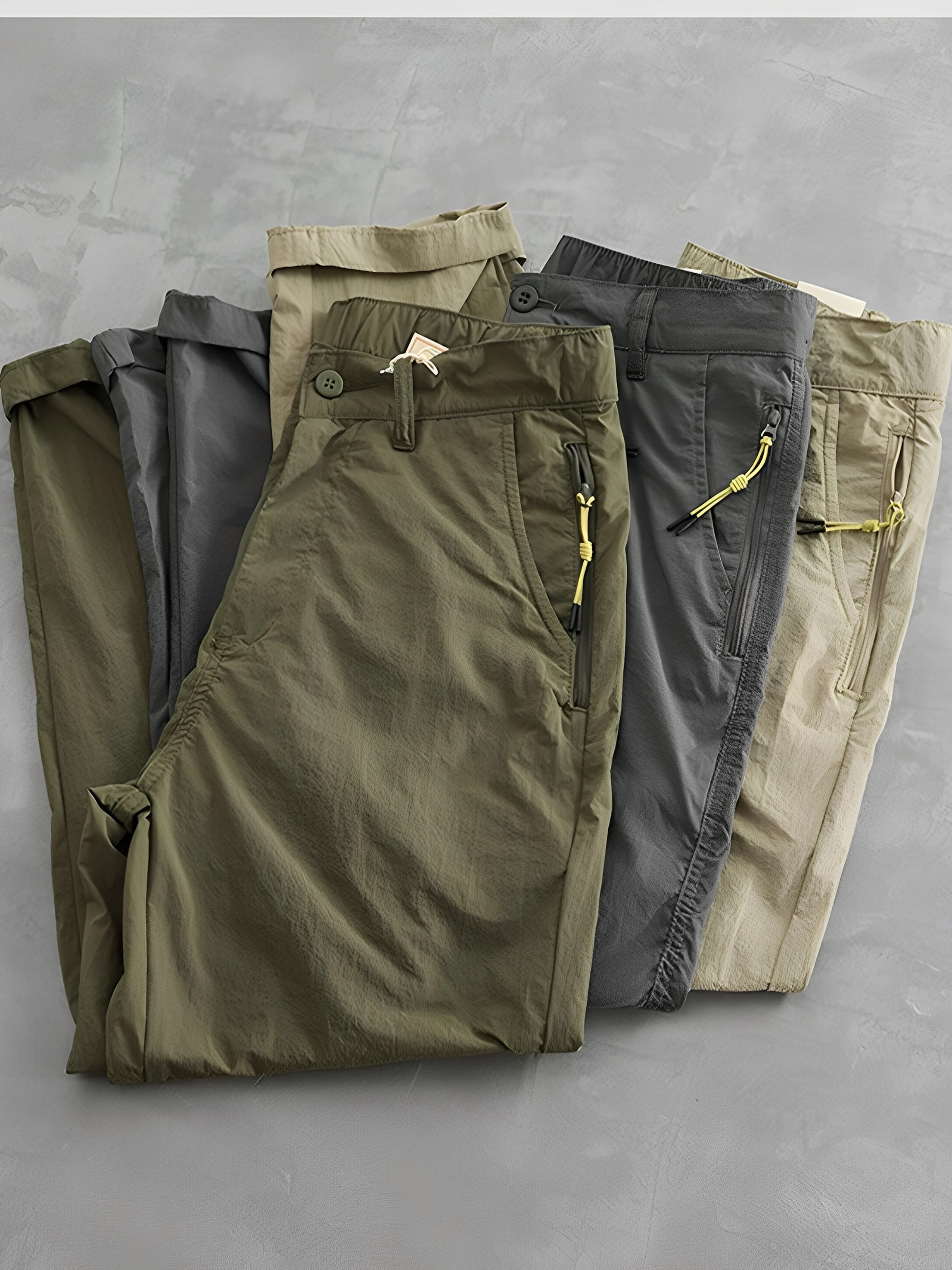 Lightweight Thin Qui Dry Summer Casual Pants Men's Loose Straight Leg Outdoor Ice Silk Thin Workwear Trousers Straight Cut