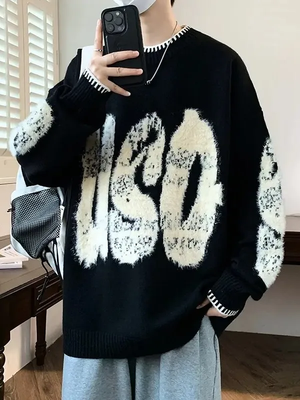 

Мужской утепленный свитер с круглым вырезом, модный, осенне-зимний, теплый базовый слой, высокое качество, мягкий, средней плотности вязки