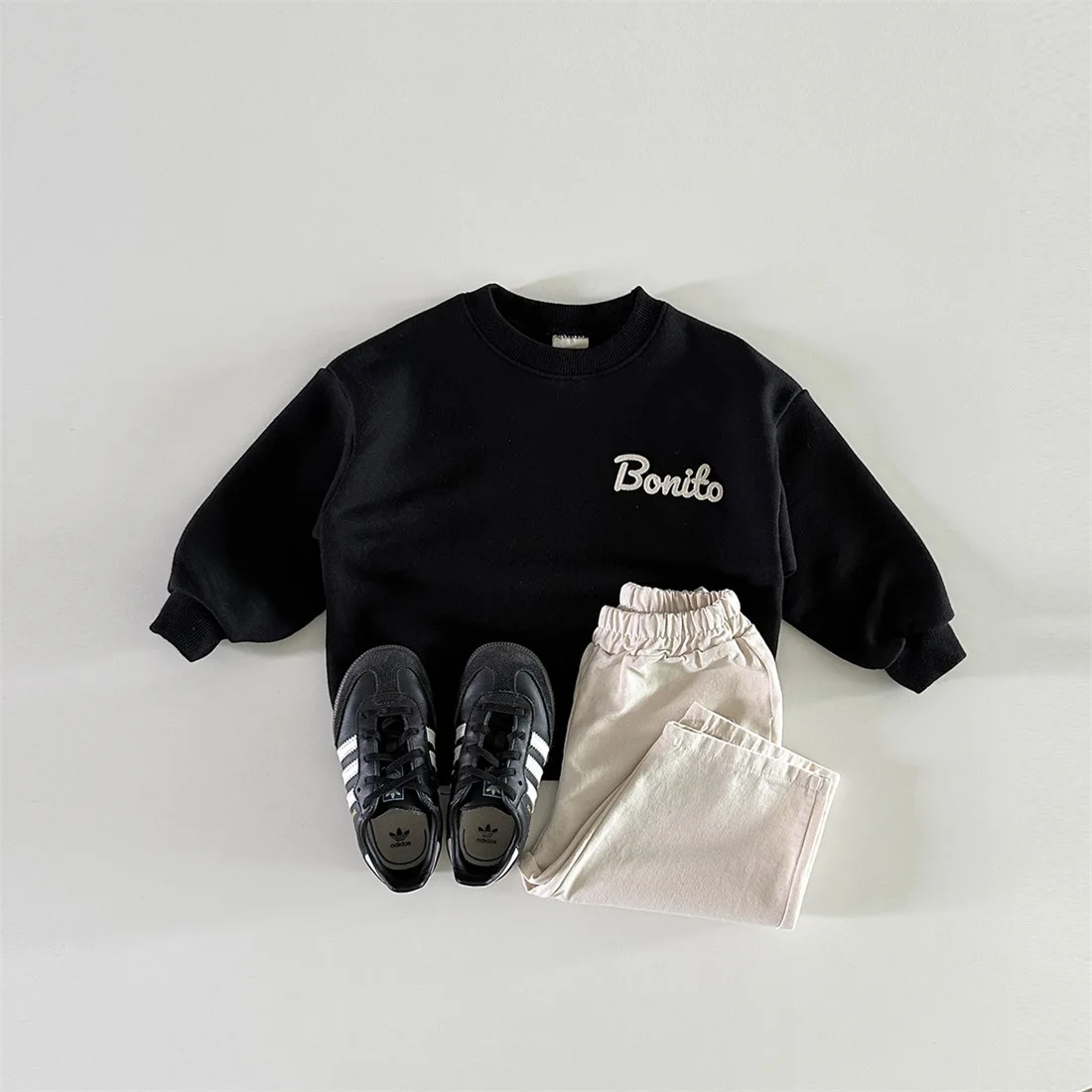 2025 Spring New Baby Long Sleeve Letter Sweatshirt Cotton Infant Boys Simple Versatile Pullover Tops Toddler Girl Casual Clothes
