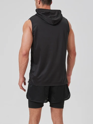 Imagen 2 del producto [Tamaño de EE. UU.] Camiseta de gimnasio de secado rápido ropa de calle deportiva Sudadera con capucha de moda camiseta negra 2025 verano camisetas de manga corta