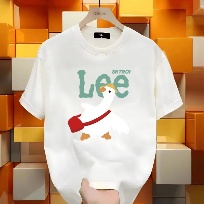 

Summer New Light Luxury Brand Creative Goose Printing Short-sleeved T-shirt American Women's Men's Loose Printing T-shirt