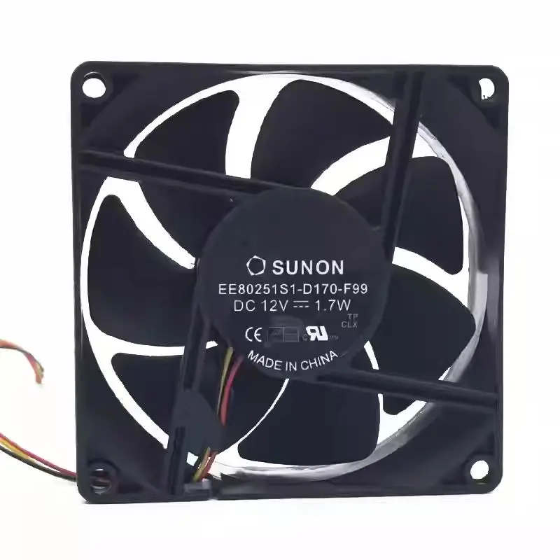 EP6127A Fan for Sunon Cooling Fan EE80251S1-D170-F99 DC 12V 1.7W 3-Pin Connector 80mm 80x80x25mm Server Square Fan