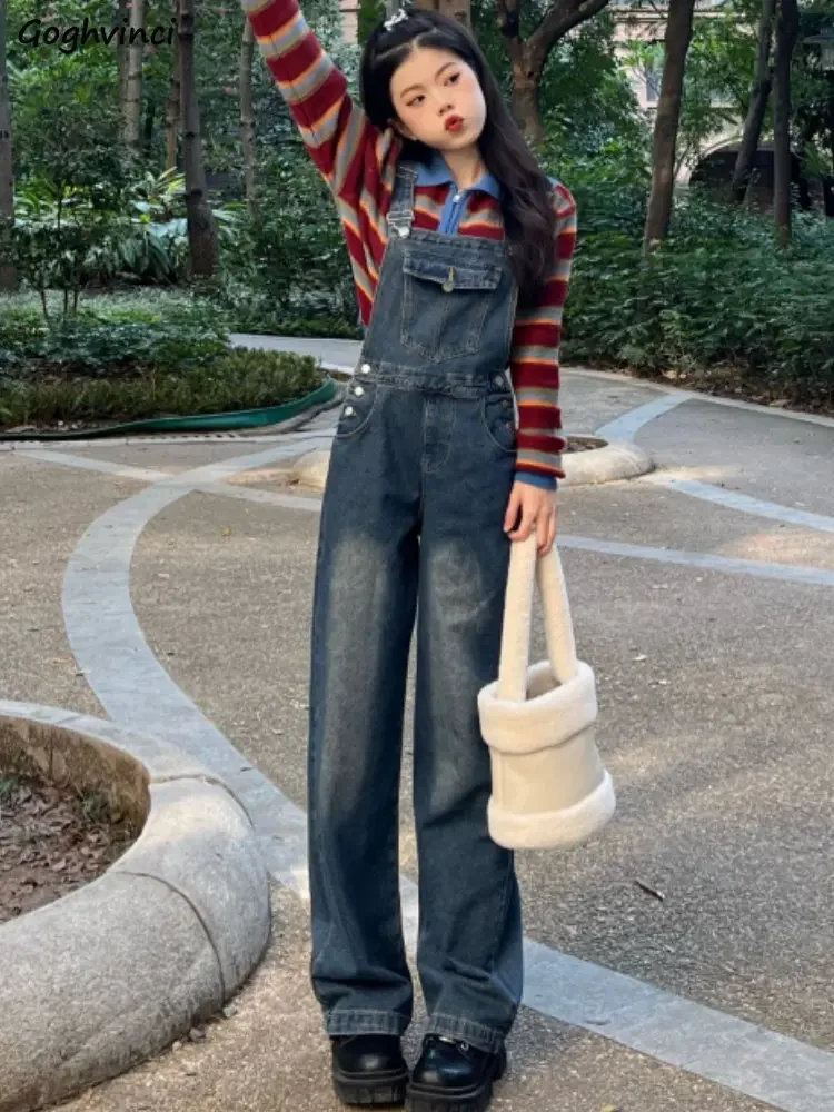 جمبسوت نسائي واسع الساق عتيق فضفاض يناسب الجميع على الطراز الكوري أنيق ومبيض ربيعي غير رسمي بنطلون Ins High Street