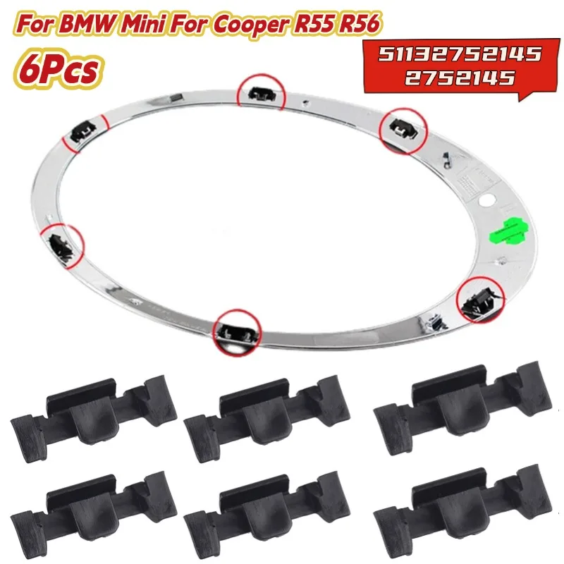 

6Pcs 51132752145 For BMW For Mini For Cooper R55 R56 R57 R60 F56 2752145 Car Headlight Trim Ring Clips Auto Fastener Clips