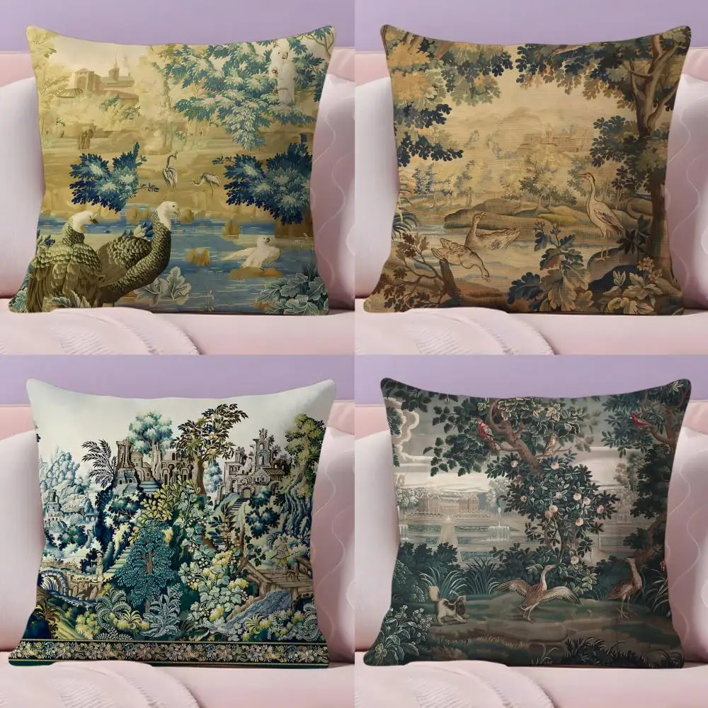 Aubusson Tapestry French 18th Century Cushion Cover Plush Fabric Soft Double-Sided Printed Sofa Warm Winter Home Pillow Cover