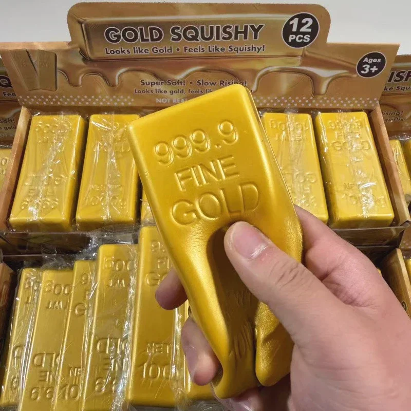 1 pièce de jouet anti-stress réaliste en forme de lingot d'or, jouet anti-anxiété à presser, cadeaux de fête