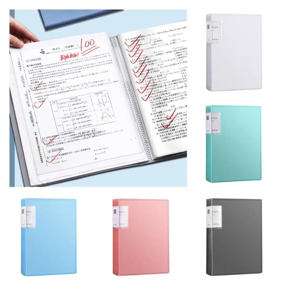 Large Capacity A4 File Folder Dustproof 20/30/40/60/80/100 Sheets Paper Organizer Waterproof Translucent Document Container