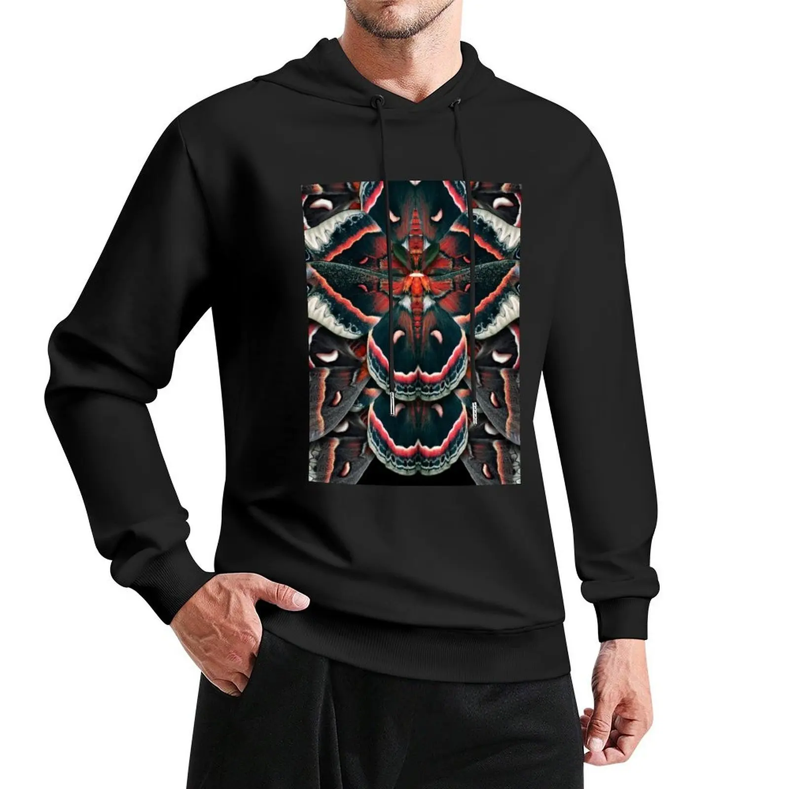Cecropia Moth Mandala - سترة بقلنسوة متناظرة للرجال ملابس الخريف منتجات جديدة ملابس رجالية بقلنسوة للرجال