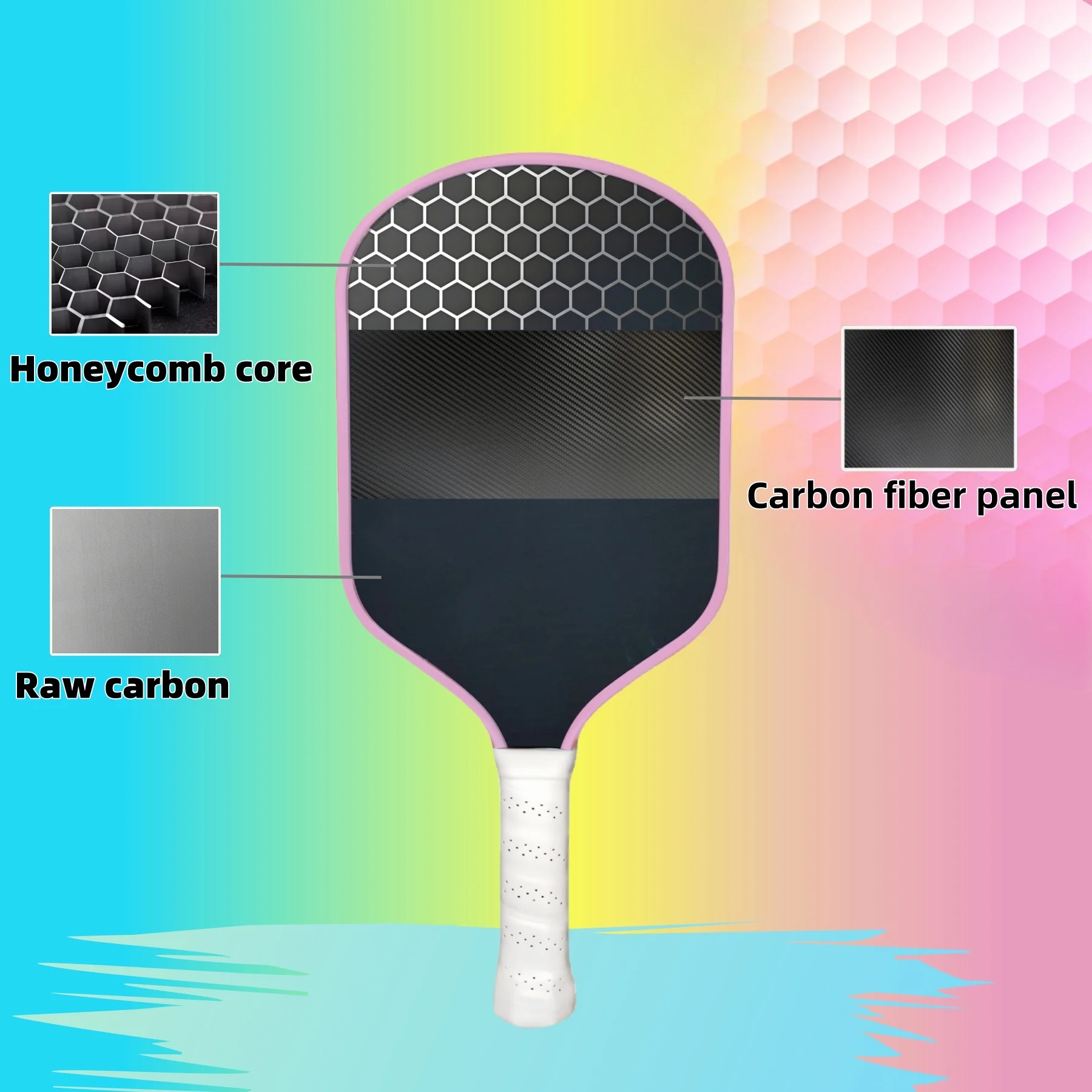 New Arrival T700 Carbon Fiber Pickleball Paddle for Adults 16mm Raw Carbon Surface PP Honeycomb Core High Quality Children - Image 4