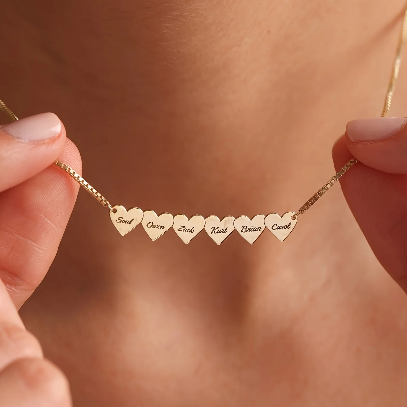 Customized love name necklace with multiple engraved names, simple layered necklace, birthday commemorative jewelry