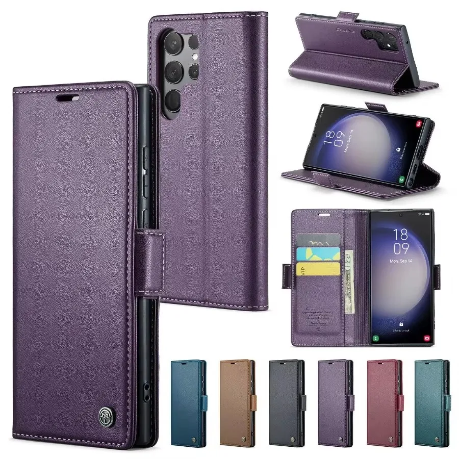 

Magnetic Clamshell Shockproof Cover Card Slots Holder For Samsung S24 S23 S22 S21 S20 Ultra S10 Plus Flip Leather Wallet Case