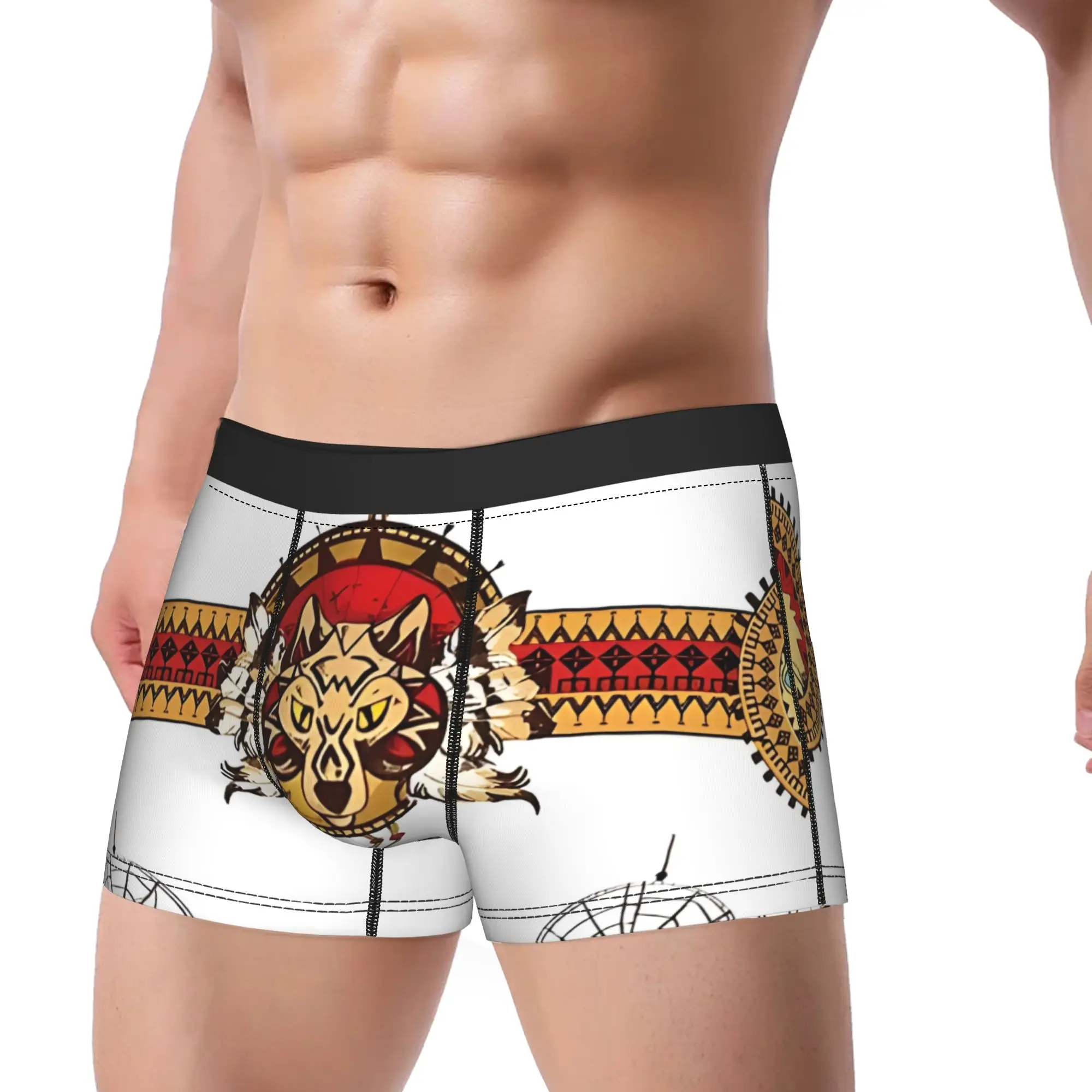 Totem And Magic Underpants Breathbale Panties Men's Underwear Totem Print Shorts Boxer Briefs