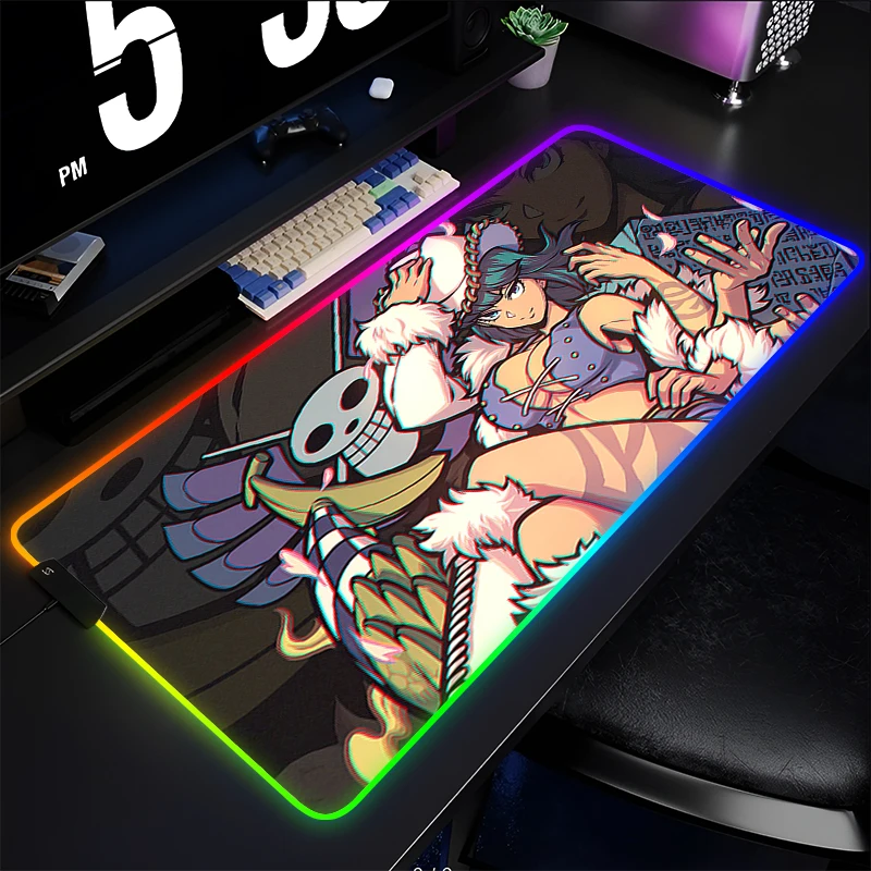

RGB Backlight Mouse Pad one piece Robin Gamer Large LED Computer Pc Mousepad kawaii Carpet Gaming Accessories Keyboard Desk Mat