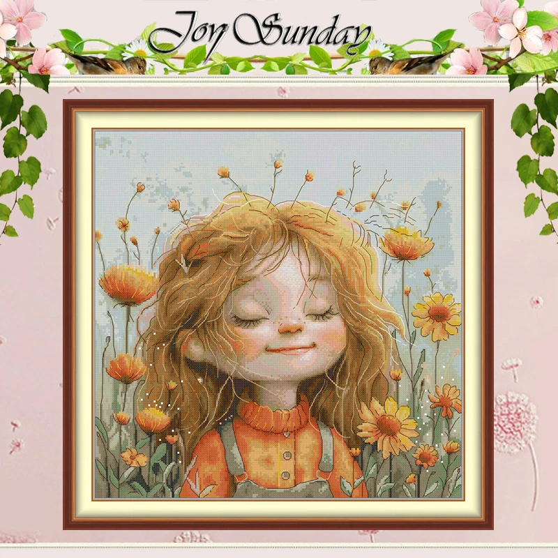 

Splendid Girl in Flower Patterns Counted Cross Stitch Set DIY 11CT 14CT 16CT Stamped DMC Cross-stitch Kit Embroidery Needlework