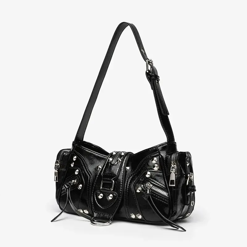 

Women Bag 2026 Y2K PU Rivet Fashion Luxury New Vintage Locomotive Style Shoulder Bag Pures and Bags Crossbody Girls