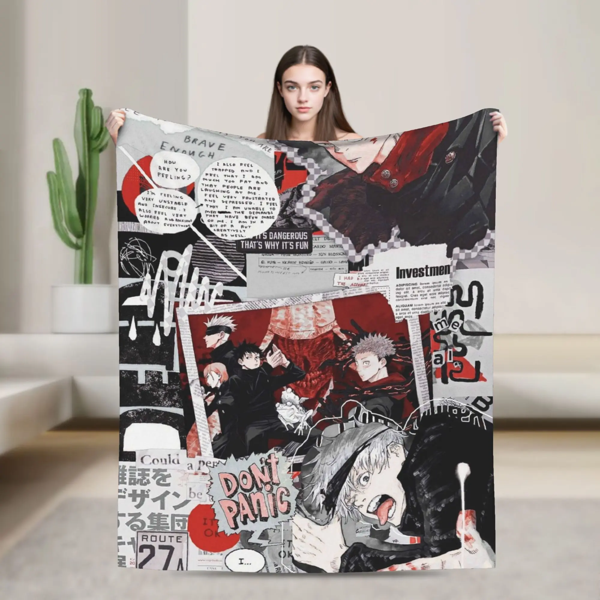 

Вязаные одеяла Jujutsu Kaisen Itadori Yuuji, шерстяное одеяло, летнее украшение для кондиционера, ультра-мягкое теплое покрывало