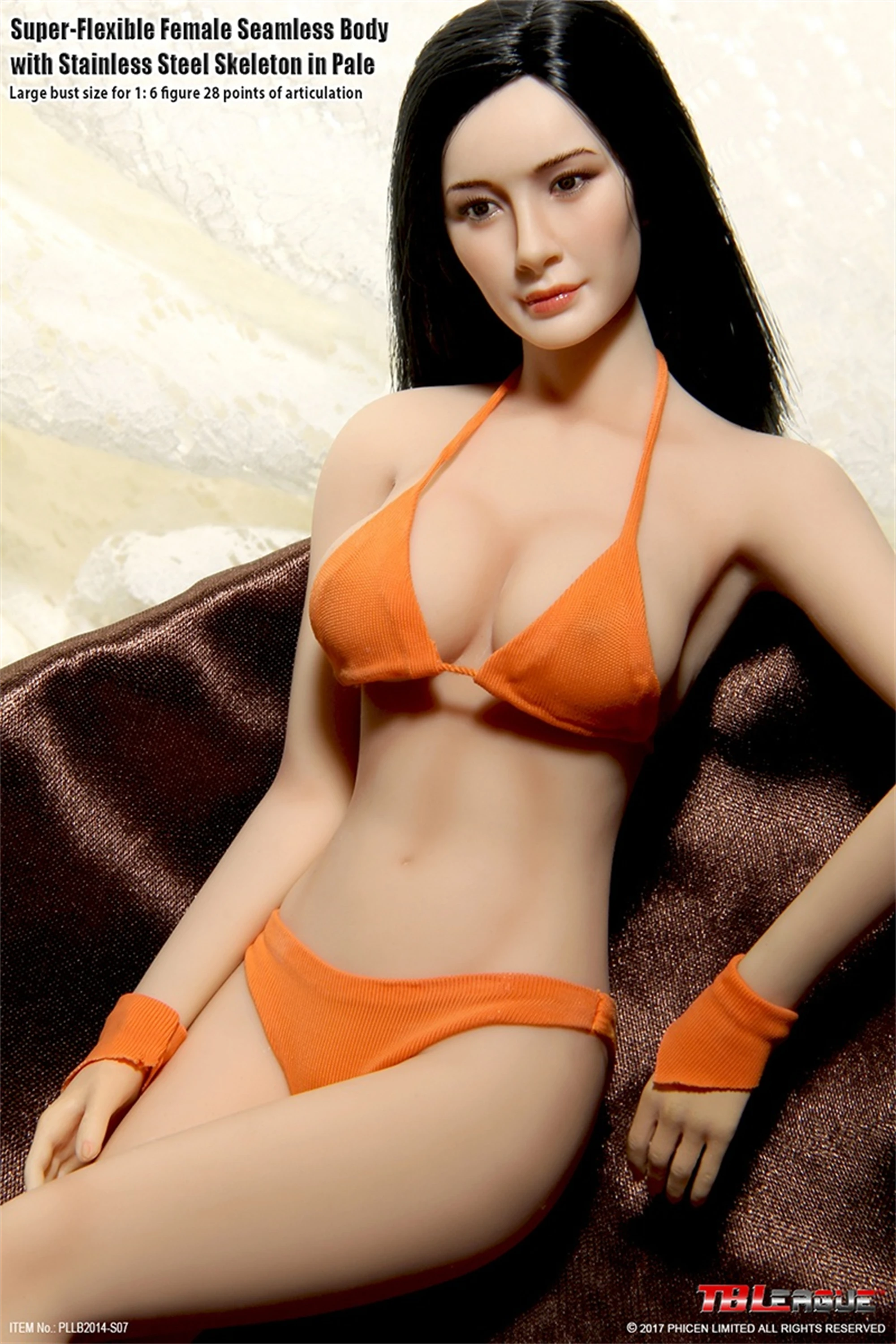 PHICEN TBLeague PLLB2014-S07 1/6 Pale Skin Seamless Body Large Chest Action Figure Stainless Steel Flexible Doll