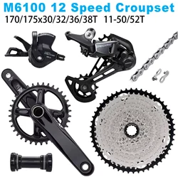 SHIMANO DEORE M6100 MTB 12-Speed Groupset WITH RIRO XT CRANKSET 170/175x11-50/52t M6100 CHAIN