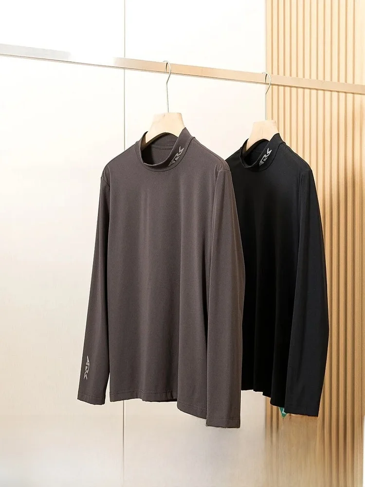 

Terryl High-End Bio-Based Fiber Self-Heating Pure Color f-High Collar Base irt Ele Sle Long Sve T-irt for Men