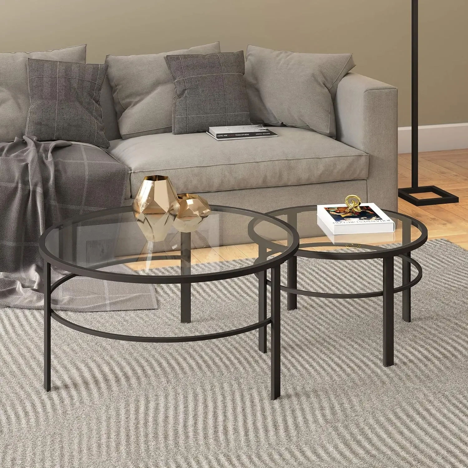 Round Nested Coffee Table in Blackened Bronze, Coffee Table coffee tables for living room, studio apartment essentials