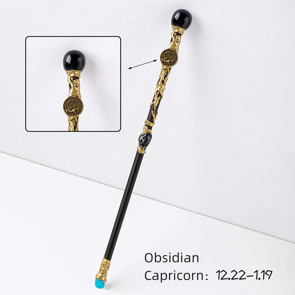 12 Constellations 32cm Natural Crystal Fairy Stick Quartz Gravel Double Head Magic Wand Scepter Lucky Props Handmade Jewelry