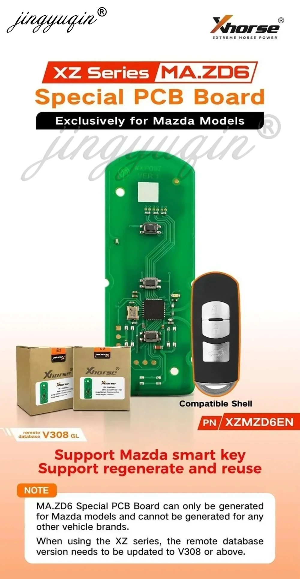 Jingyuqin 2/3 Tasten Xhorse VVDI XZMZD6EN Spezielle PCB Globale Version Smart Car Fernbedienungsschaltplatine für Mazda – Detail 3