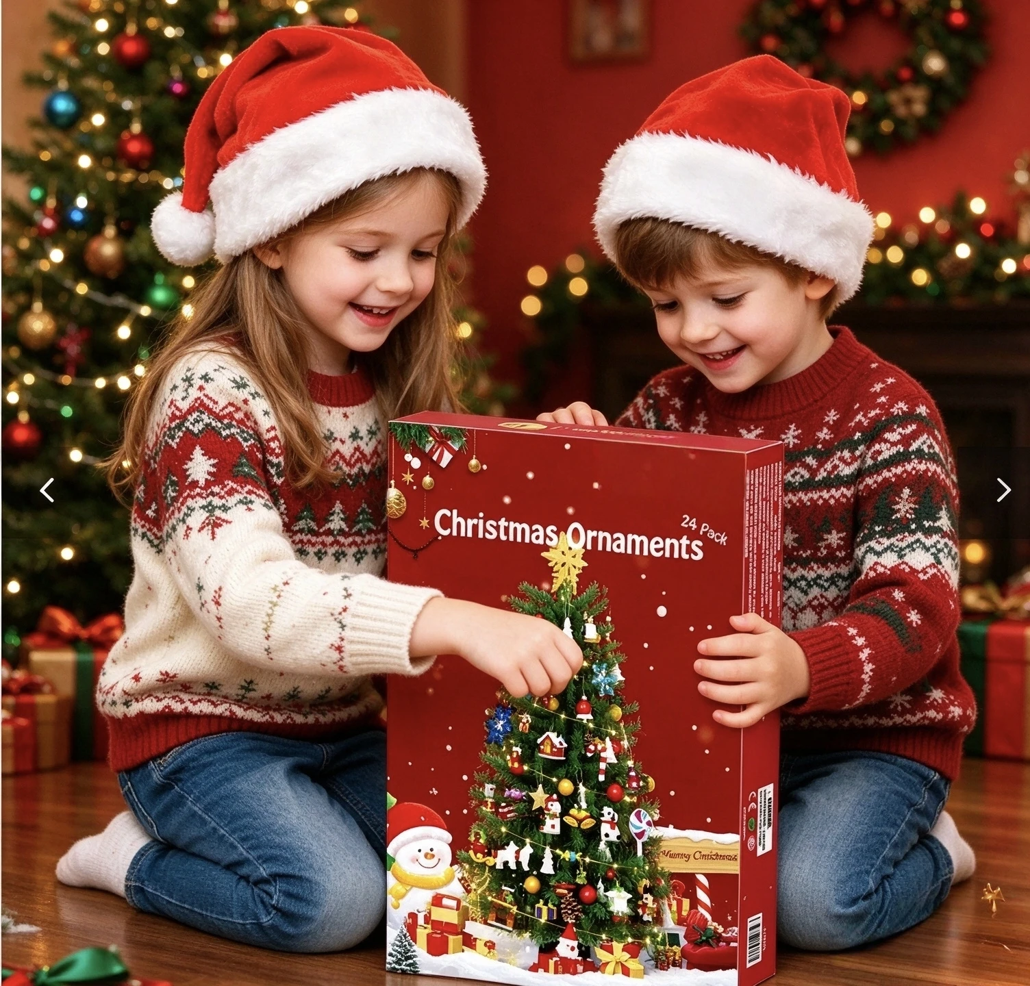 2026 Christmas Advent Calendar 24 Days Surprise Building Blocks 539PCS DIY Xmas Tree Ornaments Educational Kids Christmas Gift