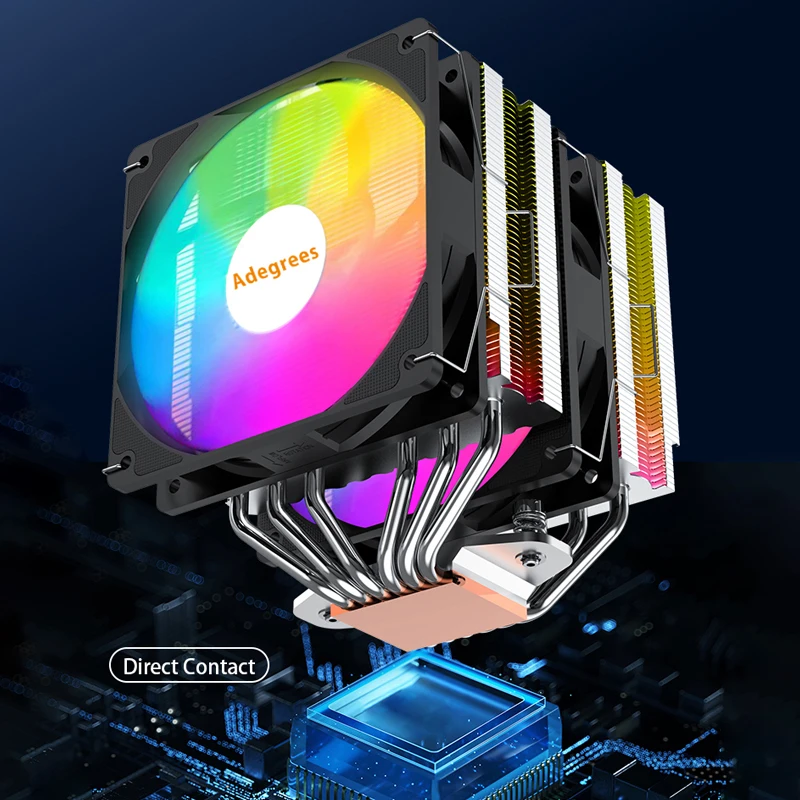 

Воздушный охладитель процессора ARGB, 6 тепловых трубок, TDP, 200 Вт, Tower PC Radiator для Intel 1700 1200 1366 115X 2011 X79 X99 AMD AM4 AM5 Ventilador