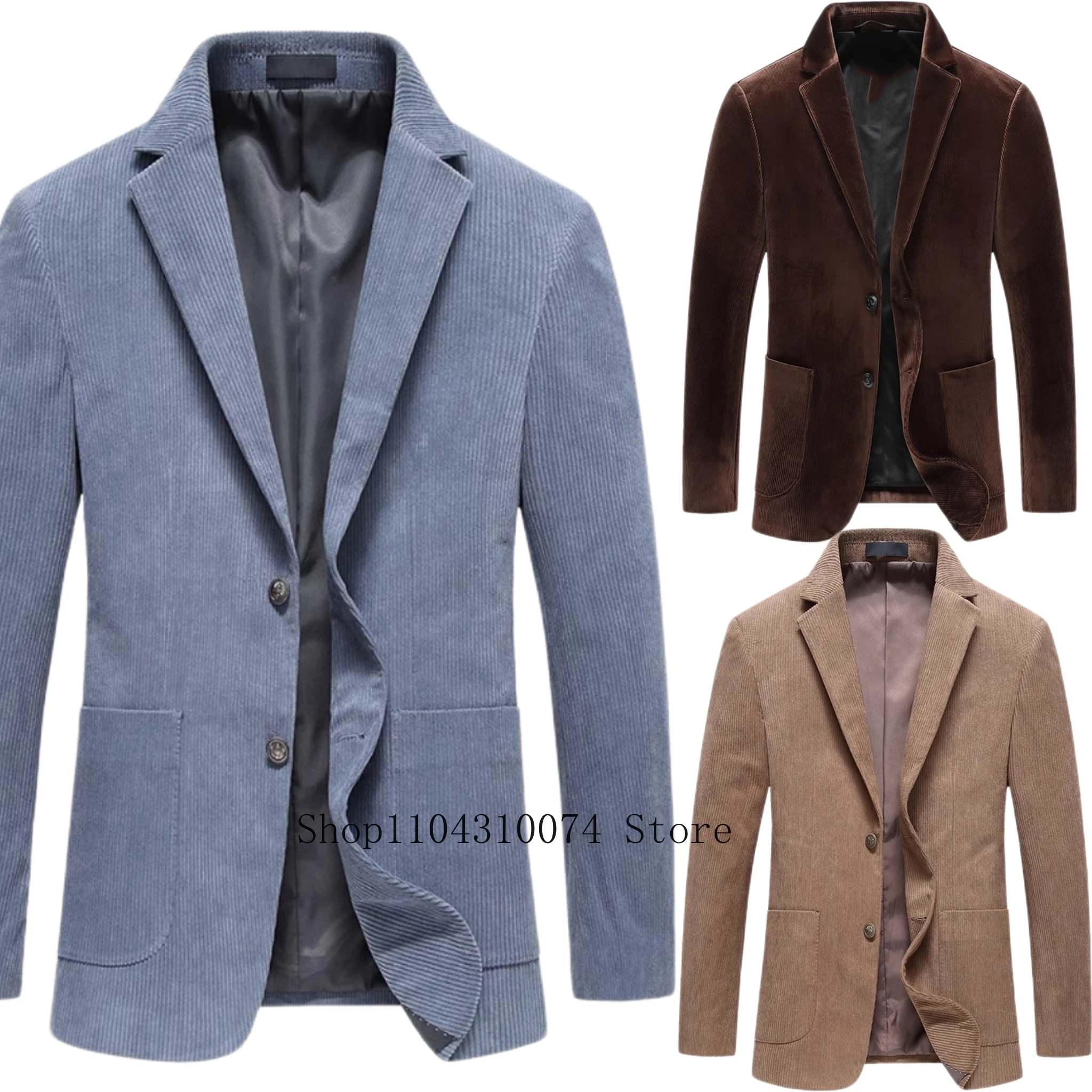 Men's Suits Casual Coat Corduroy Blazer Customized on Demand Single Breasted Pointed Collar Graduation Casual Suit Evening Party