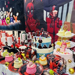 Deadpool Theme Cartoon Festival Celebration Party Suppiles Kids Happy Birthday Disposable Tableware Balloon Decorate