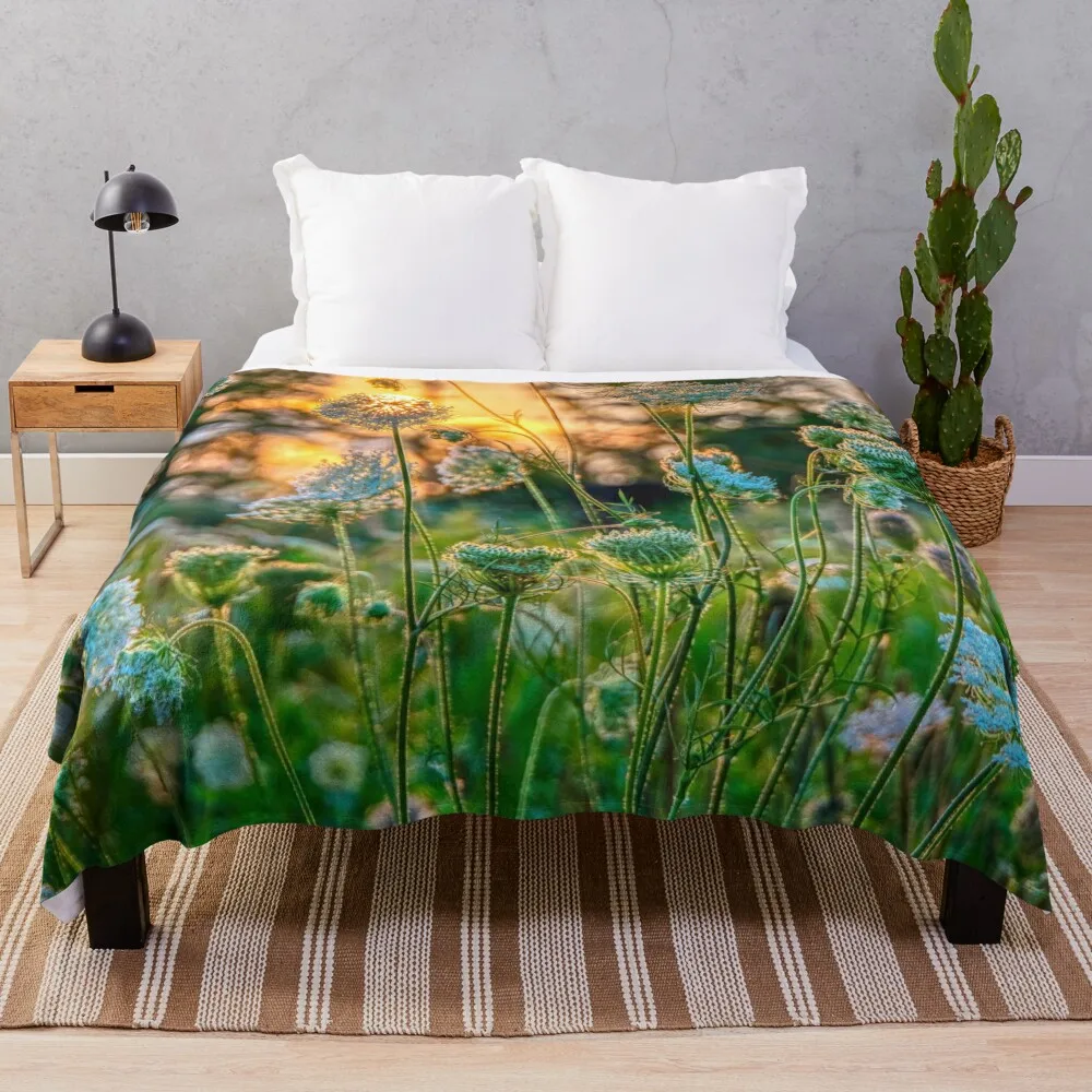 

Sunset behind Queen Anne's Lace Throw Blanket Giant Sofa Sofa Decoratives Blankets