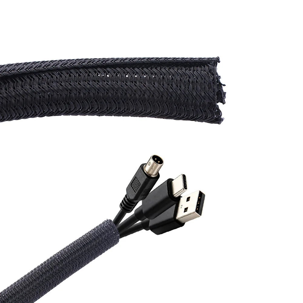4Pcs Spiral Wrapping Cable Sleeve Sheath Protector Expandable Braid Cable Cord Cover Wire Wrap 50cm Length Wire Sleeving