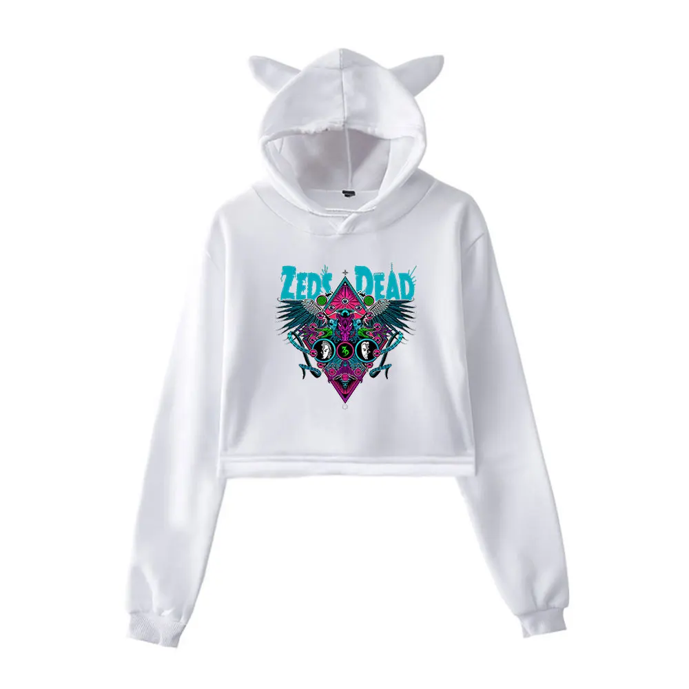 Zeds Dead Altered StatesTour Hoodie Vintage 90s Streetwear Merch Hoodies Sports Sweatshirts for Girls Cat Ear Crop Pullover