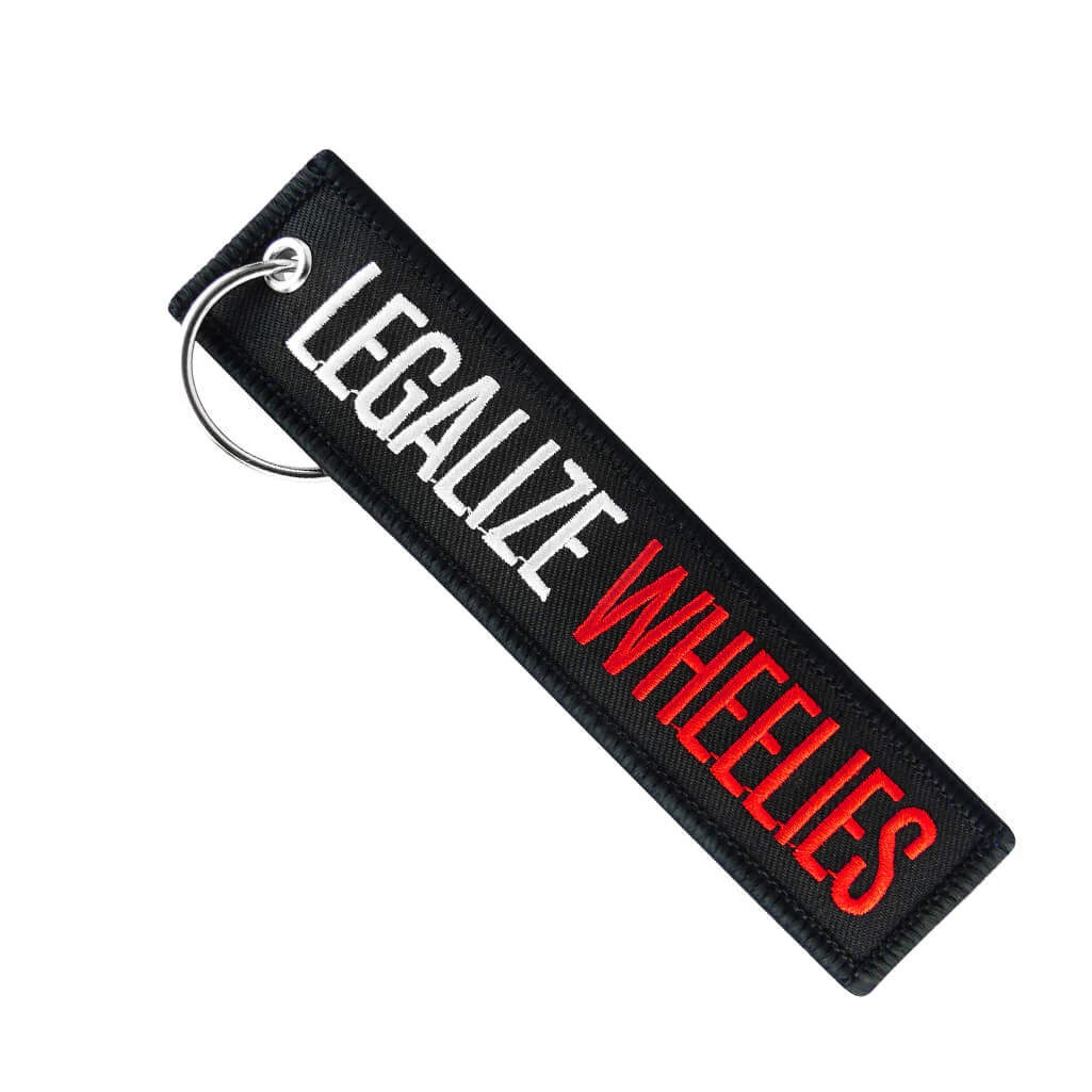 Wasted Legalize Wheelies Kawasexy Beidseitig Bestickte Muster Lustiger Schlüsselanhänger Motorrad Roter Anhänger Schlüsselanhänger – Detail 6