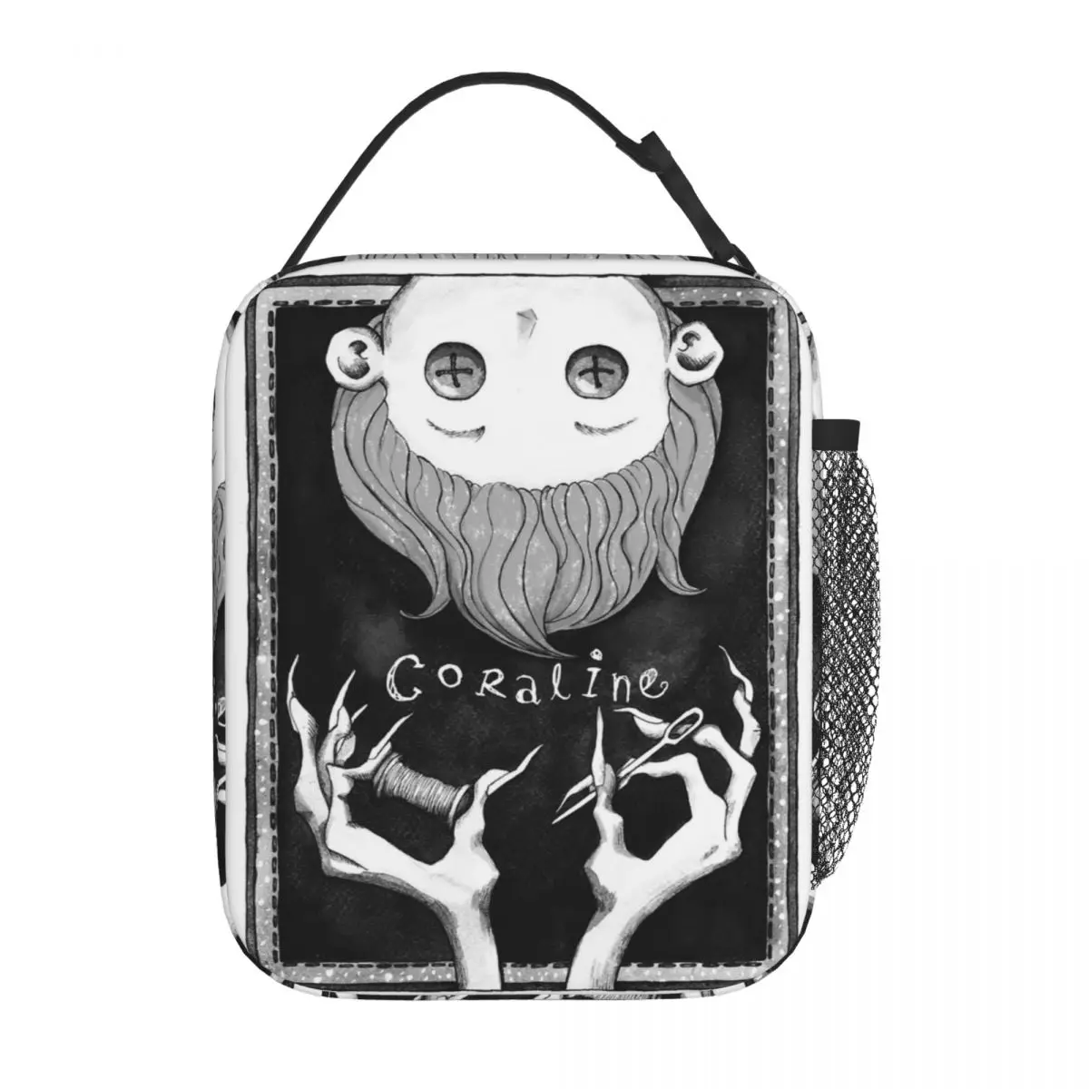 Coralines Jones Cartoon Insulated Lunch Bag For Travel Halloween Horror Movie Food Storage Bag Portable Thermal Cooler Lunch Box