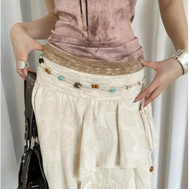 البوهيمي العرقية المنسوجة يدويا الخصر حبل للنساء الأقلية تصميم تحسس حبة حزام تنورة الجينز الخصر سلسلة الملابس والاكسسوارات