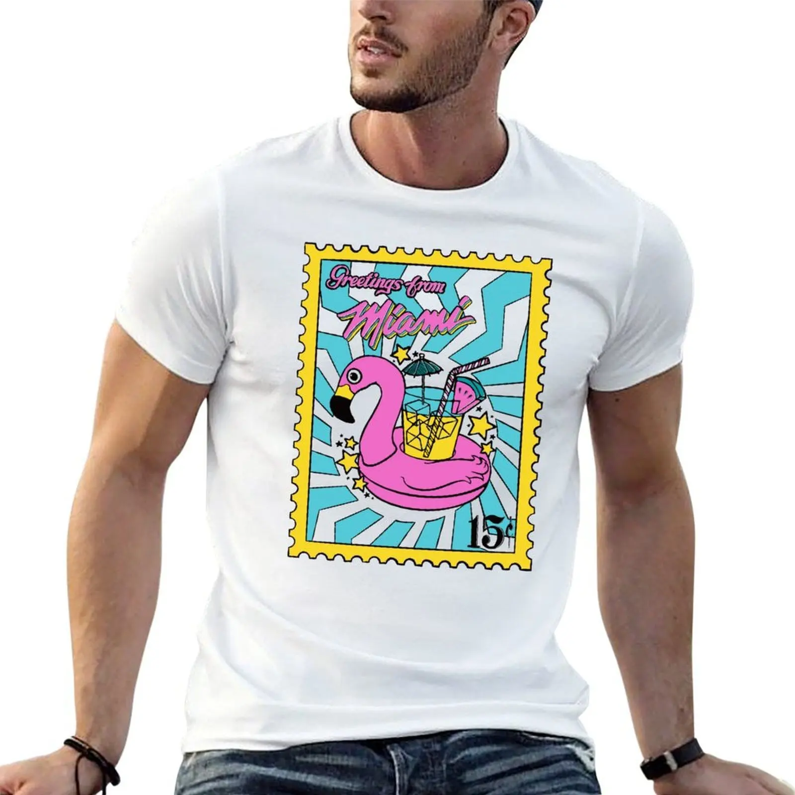 

Miami Stamp T-Shirt man tshirt anime t shirts oversize man t shirt summer T-Shirt