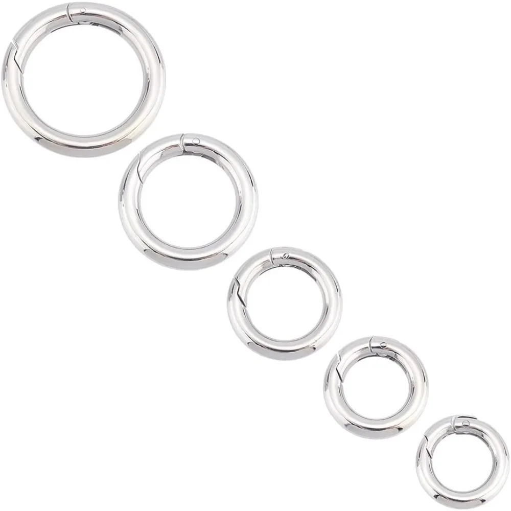 

5Pcs Spring Gate Rings 304 Stainless Steel Snap Clasps 10~20mm Inner Ion Plating(IP) Round Clips Snap Hooks Spring Keyring