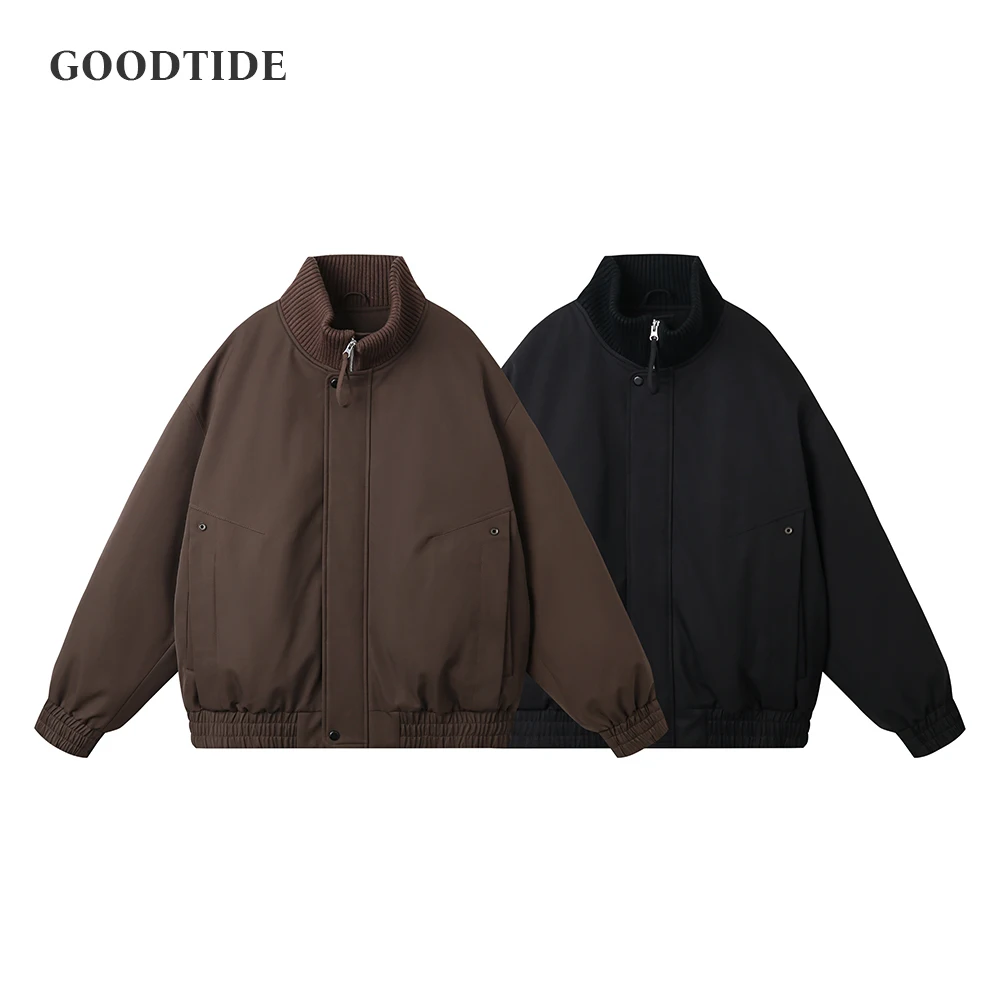 

Men's American Retro 90% White Duck Down Collar Down Jacket 2025 Winter New High Collar Zipper Button Pocket Casual Outerwear