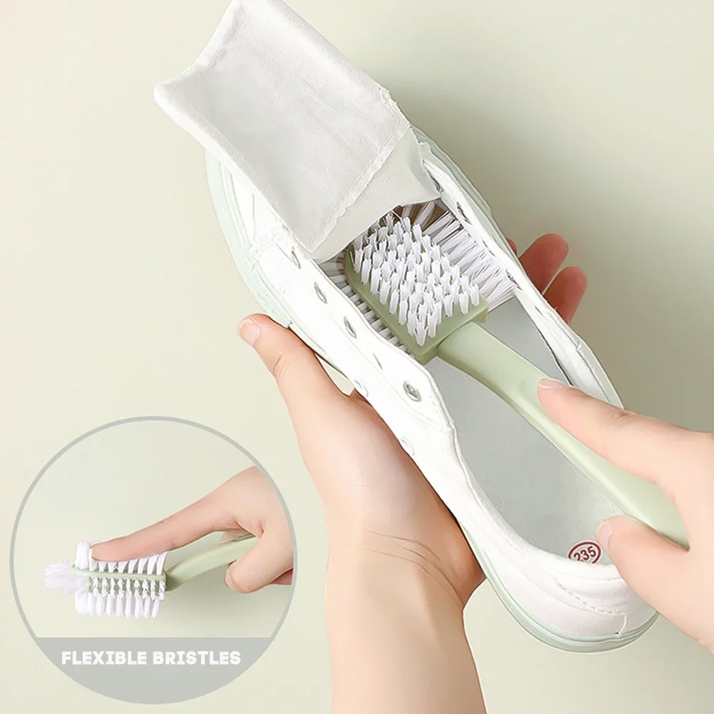 Five-sided Shoe Brush Soft-bristled Clothes Brush 360° Multi-functional Shoe Washing Wipe Home Cleaning Tool Plastic Long-handle